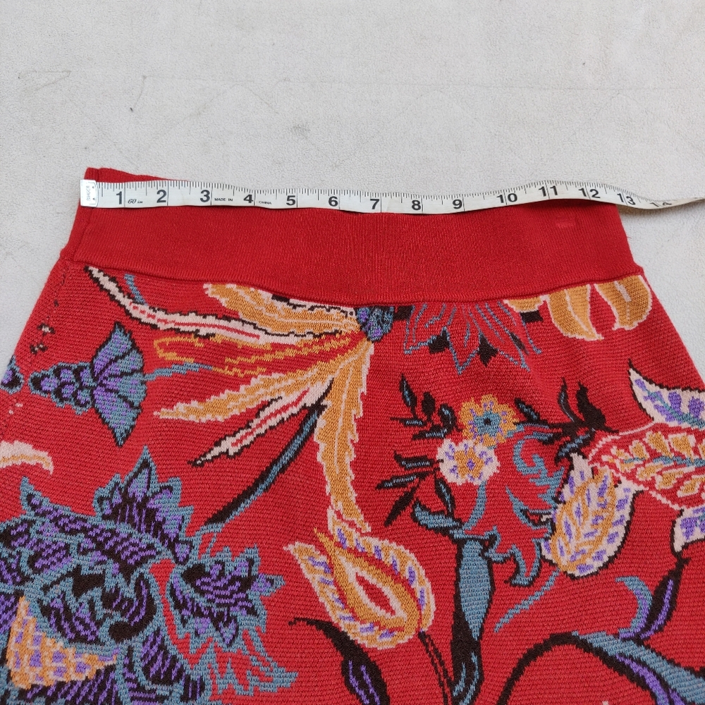Anthropologie Coral Floral Pencil Skirt with Mustard Leopard Hem - Picture 10 of 11